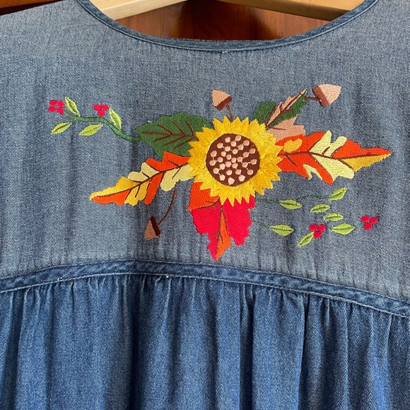 Quacker factory size medium denim dress fall motif. - Picture 3 of 3